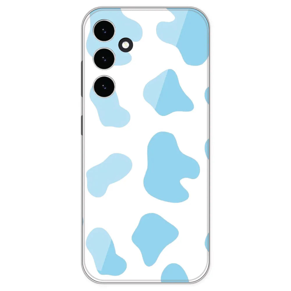 Blue Cow Print - Clear Printed Silicone Case For Samsung Galaxy S23 FE