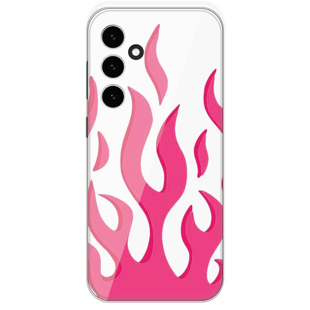 Pink Flames - Clear Printed Silicone Case For Samsung Galaxy S23 FE