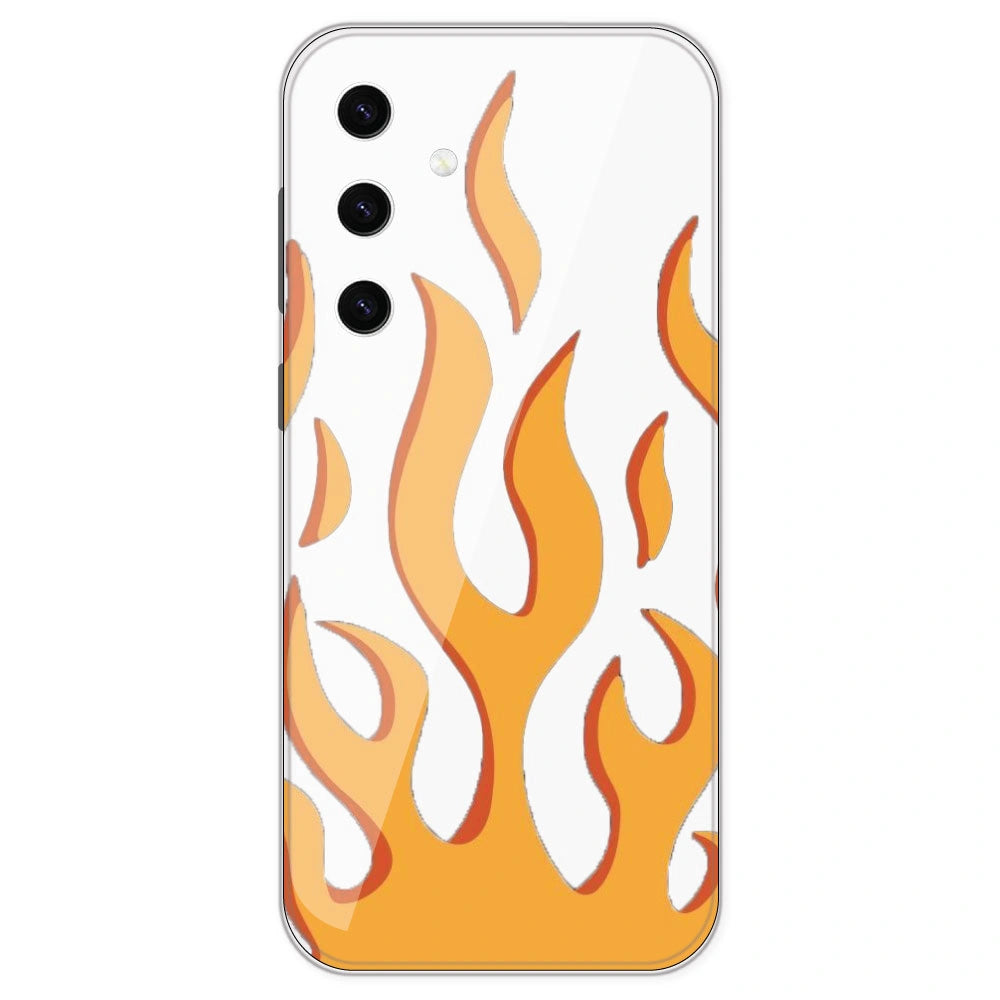 Orange Flames - Clear Printed Silicone Case For Samsung Galaxy S23 Plus