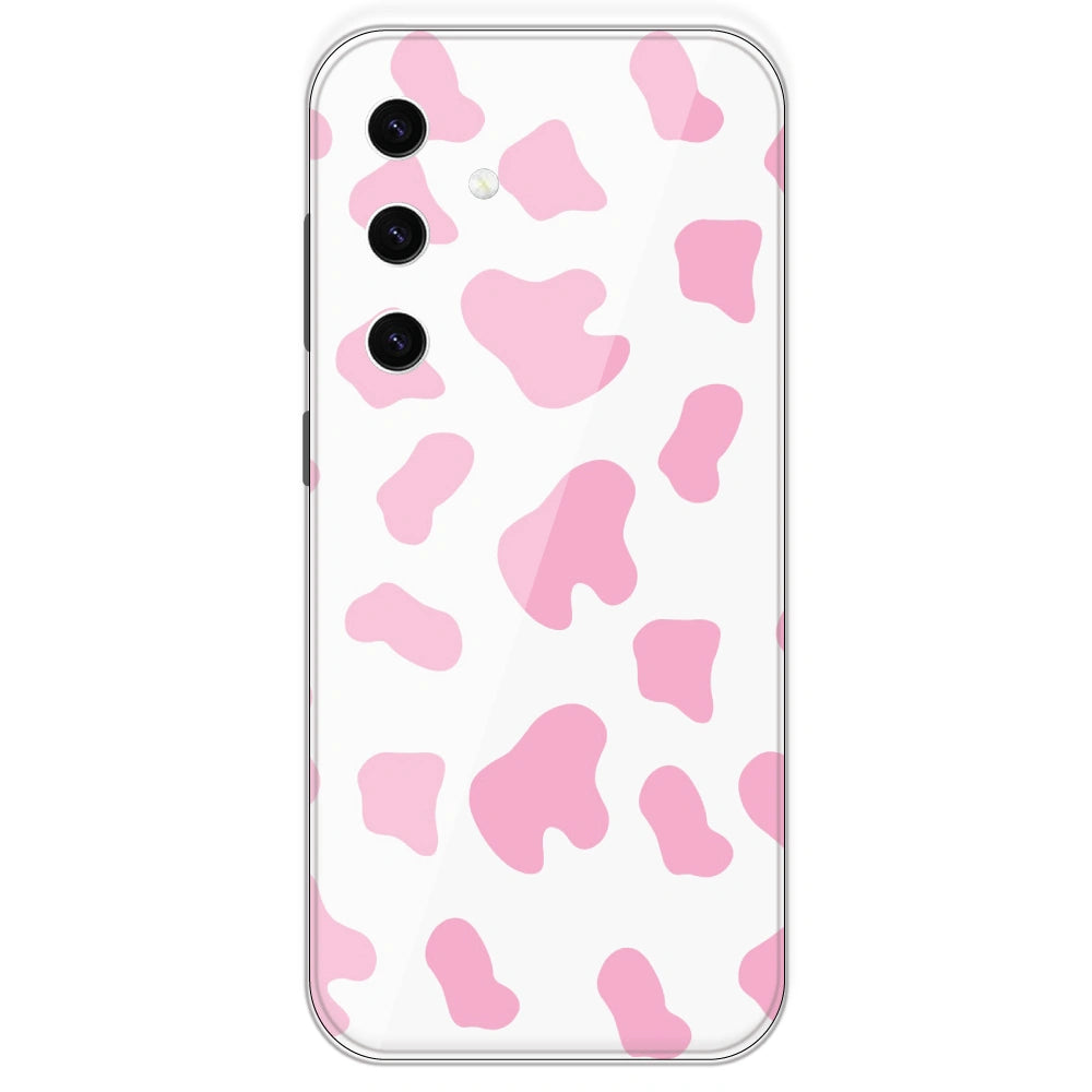Pink Cow Print - Clear Printed Silicone Case For Samsung Galaxy S23 Plus