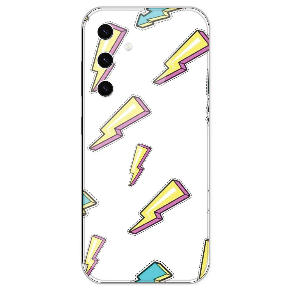 Lighting Bolts - Clear Printed Silicone Case For Samsung Galaxy S23 Plus