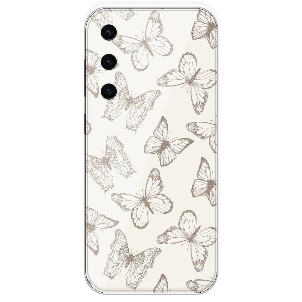 White Butterflies - Printed Silicone Case For Samsung Galaxy S23 Plus