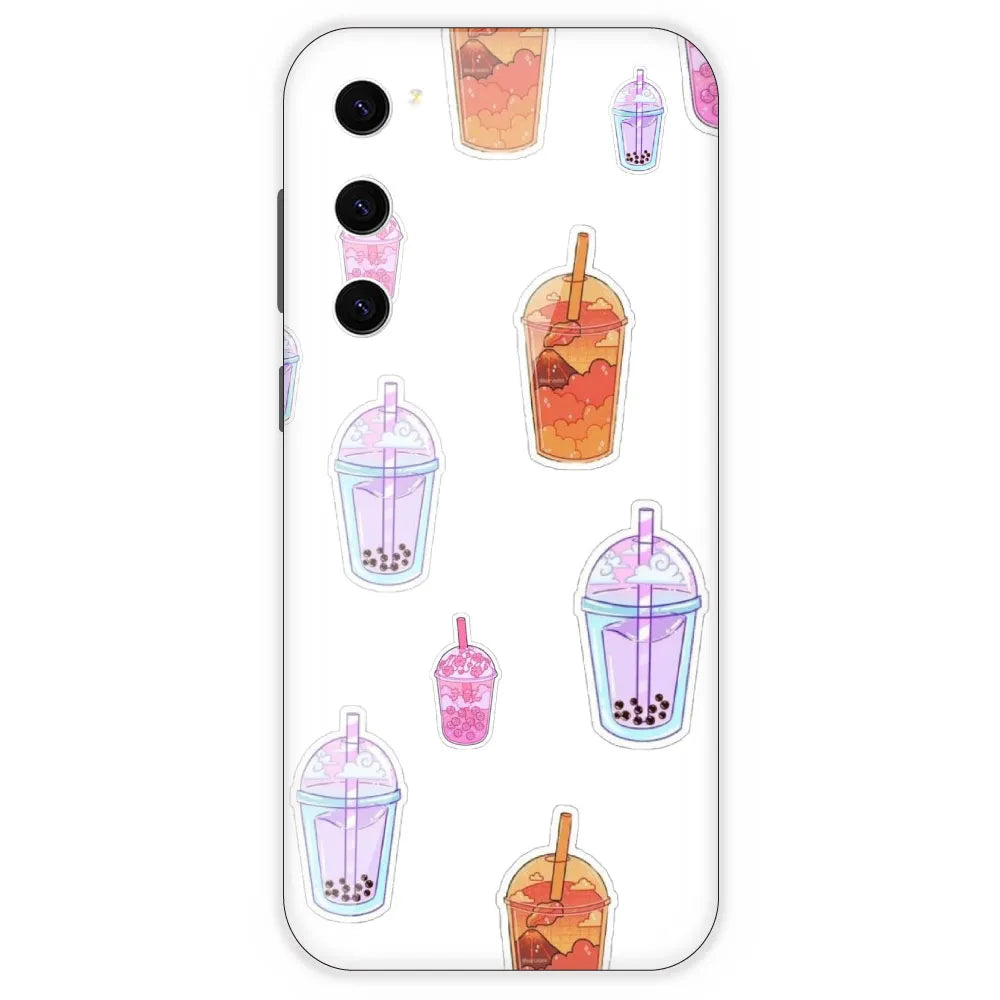 Bubble Tea - Clear Printed Silicone Case For Samsung Galaxy S23 Plus
