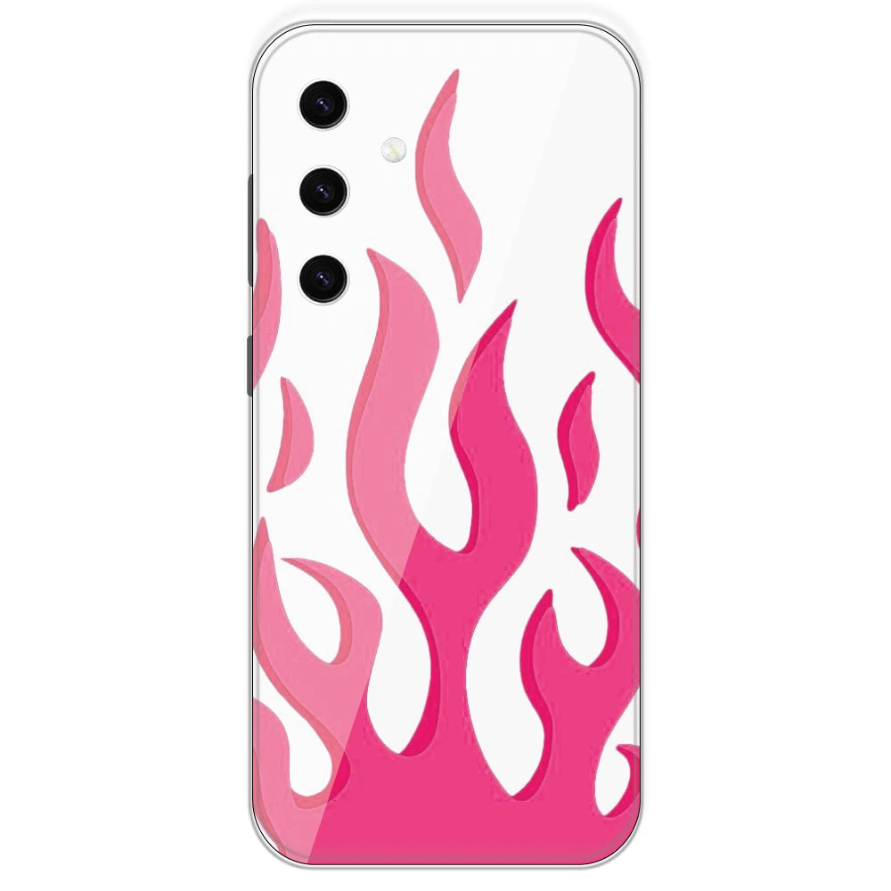 Pink Flames - Clear Printed Silicone Case For Samsung Galaxy S23 Plus