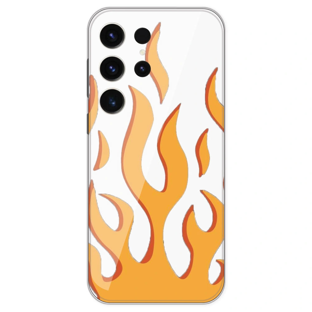 Orange Flames - Clear Printed Silicone Case For Samsung Galaxy S23 Ultra