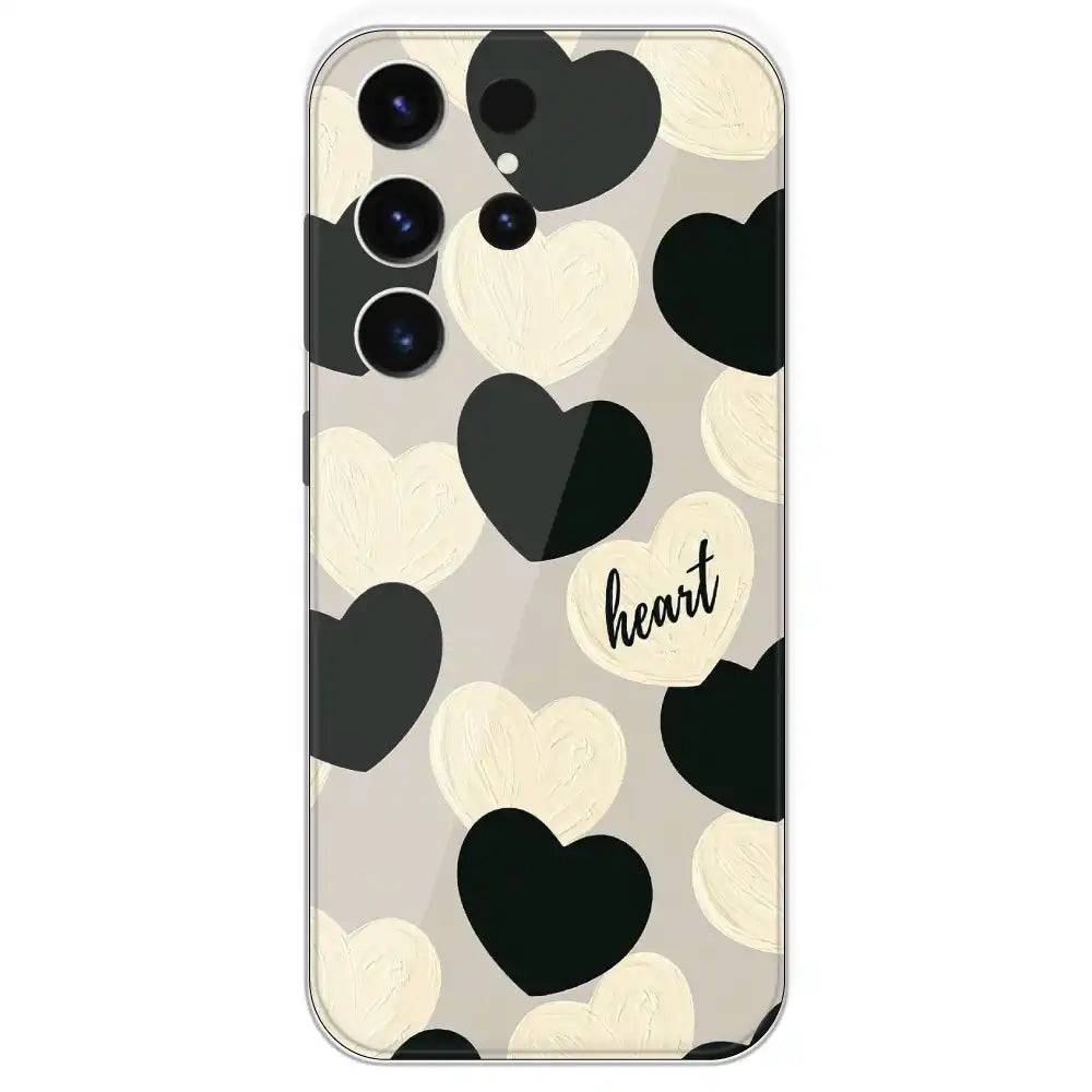 Black And White Heart - Printed Silicone Case For Samsung Galaxy S23 Ultra