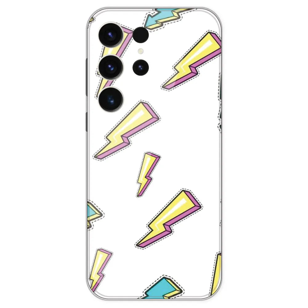Lighting Bolts - Clear Printed Silicone Case For Samsung Galaxy S23 Ultra