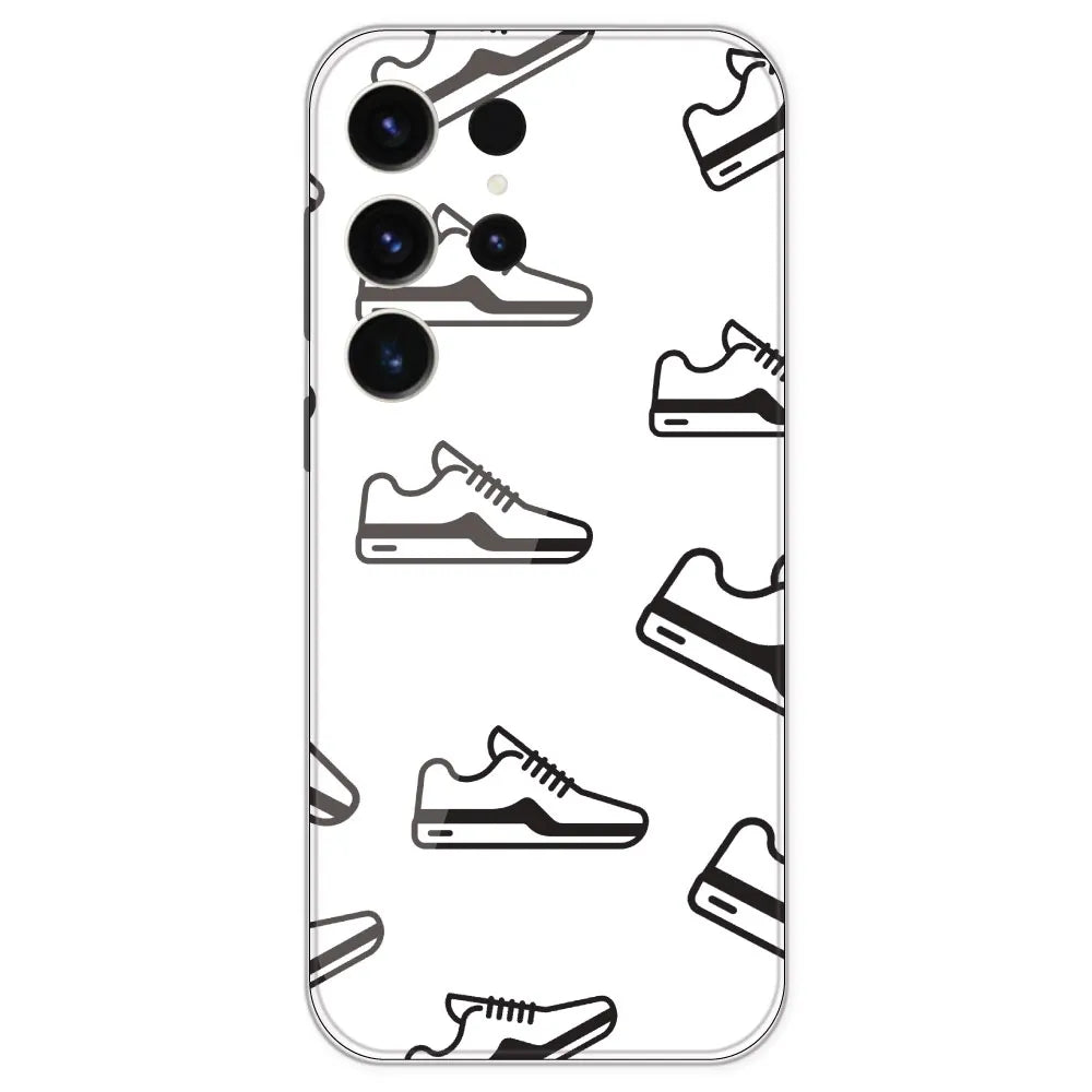 Black Sneakers - Clear Printed Silicone Case For Samsung Galaxy S23 Ultra