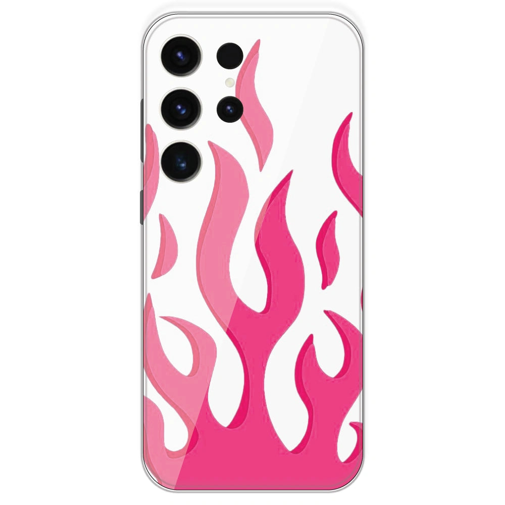 Pink Flames - Clear Printed Silicone Case For Samsung Galaxy S23 Ultra