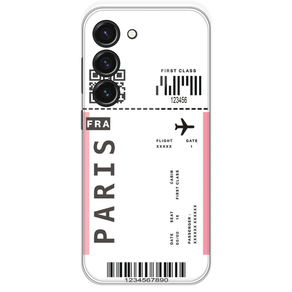 Paris Ticket - Clear Printed Silicone Case For Samsung Galaxy S23