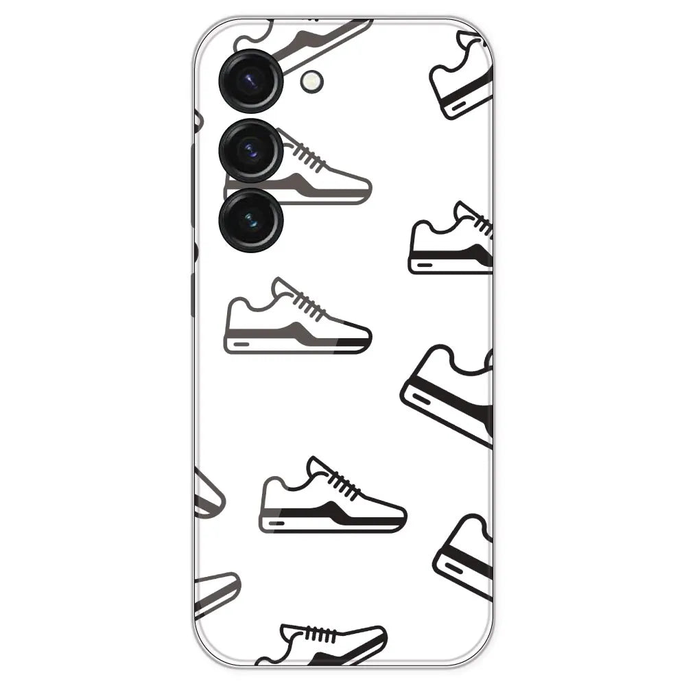 Black Sneakers - Clear Printed Silicone Case For Samsung Galaxy S23