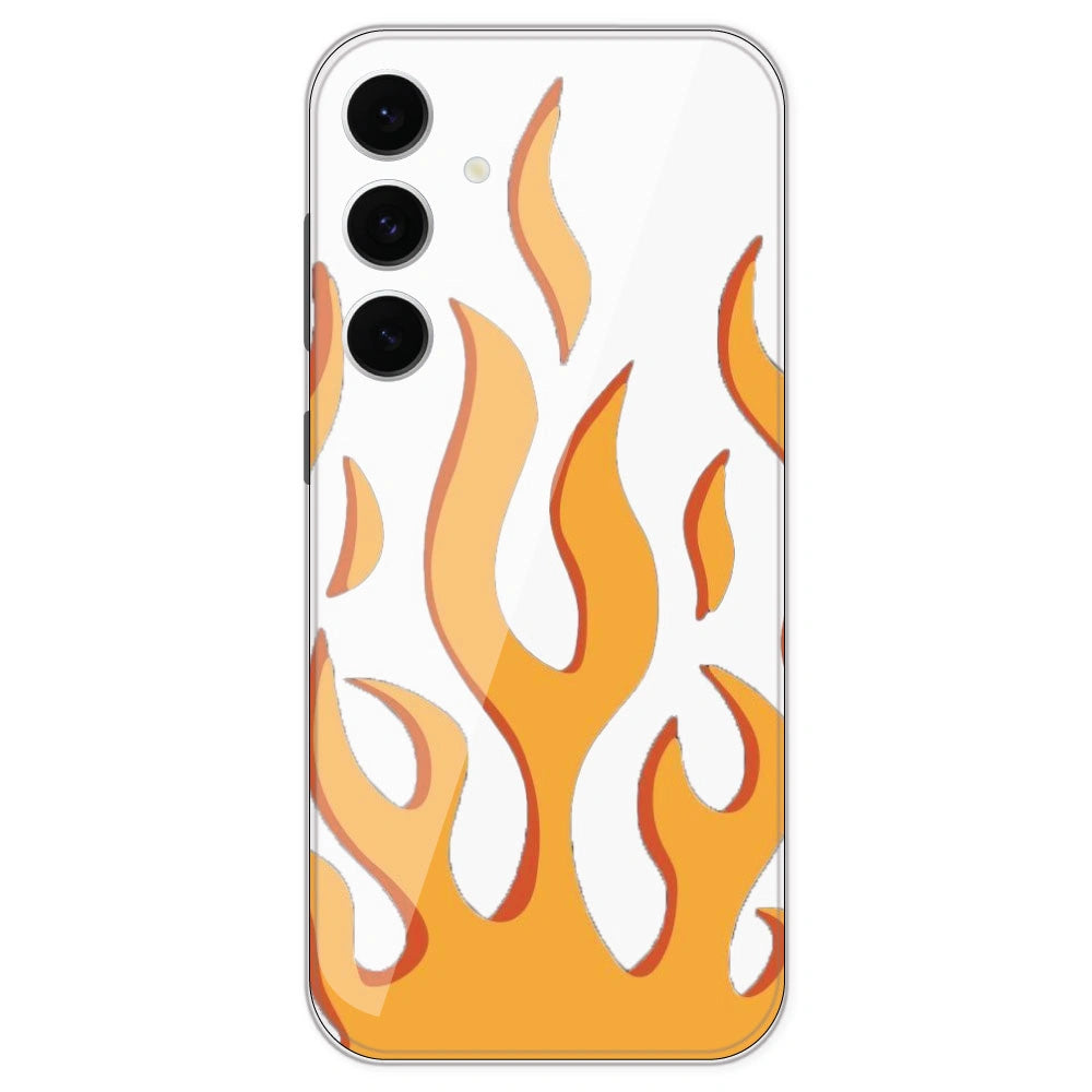 Orange Flames - Clear Printed Silicone Case For Samsung Galaxy S24 FE