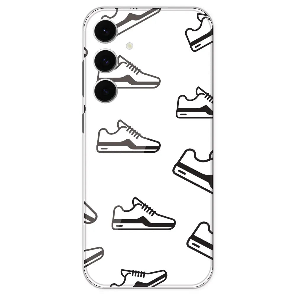 Black Sneakers - Clear Printed Silicone Case For Samsung Galaxy S24 FE