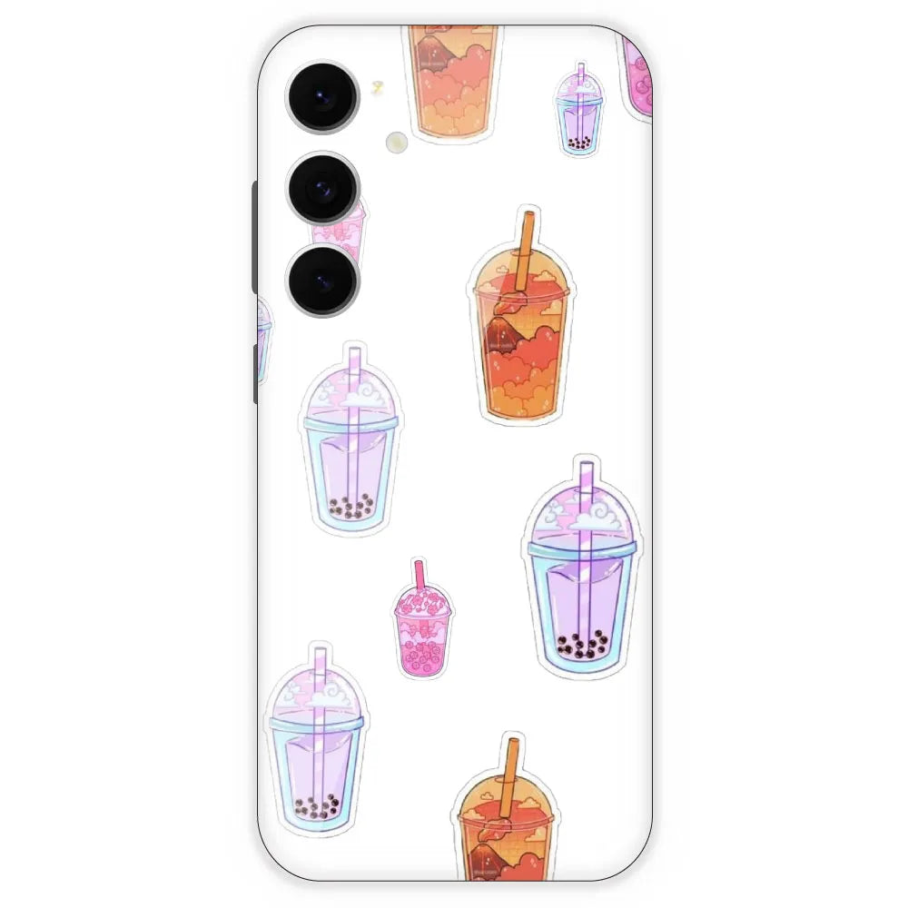 Bubble Tea - Clear Printed Silicone Case For Samsung Galaxy S24 FE