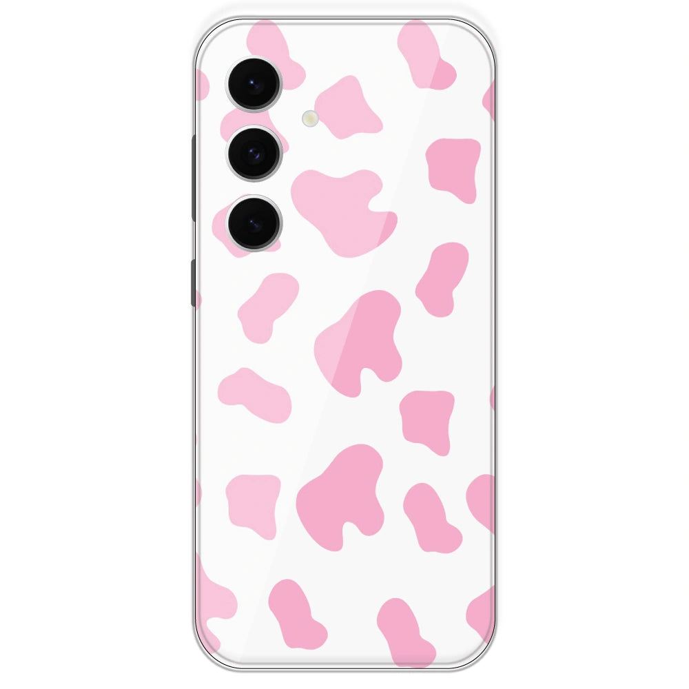 Pink Cow Print - Clear Printed Silicone Case For Samsung Galaxy S24 FE