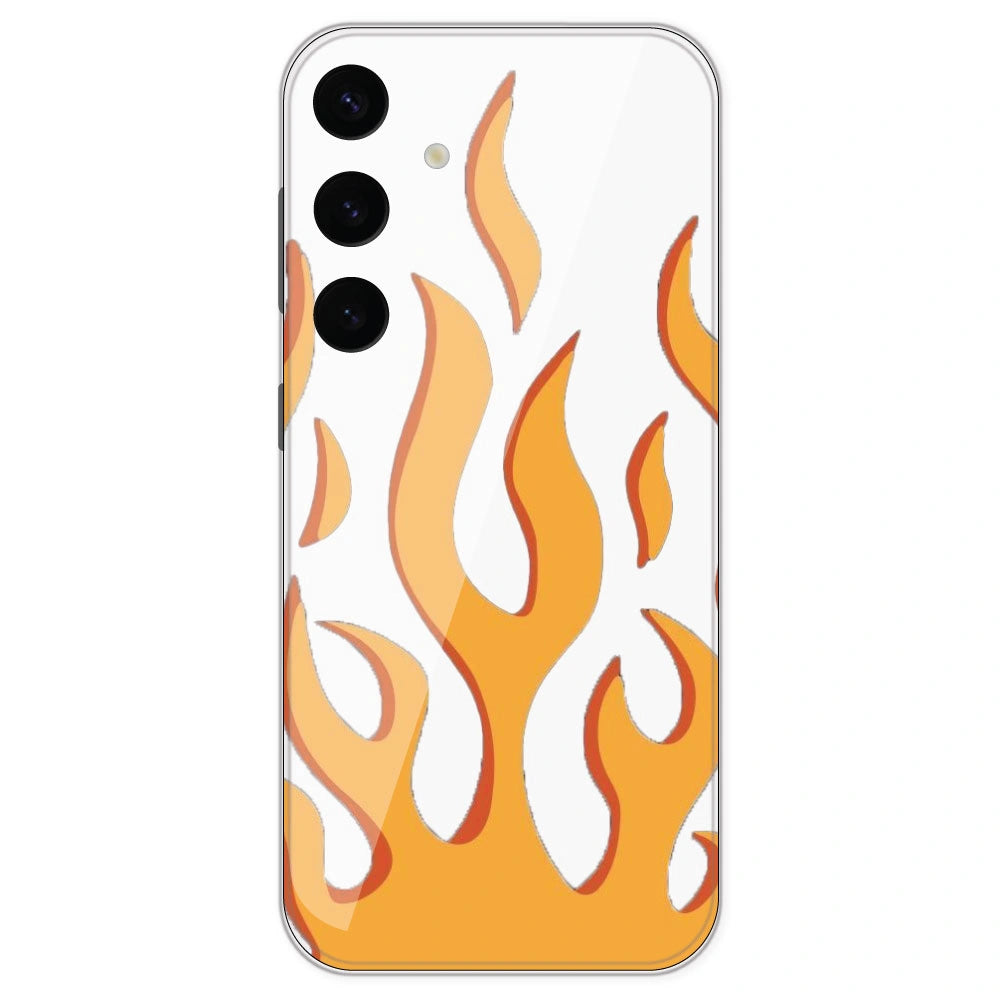 Orange Flames - Clear Printed Silicone Case For Samsung Galaxy S24 Plus