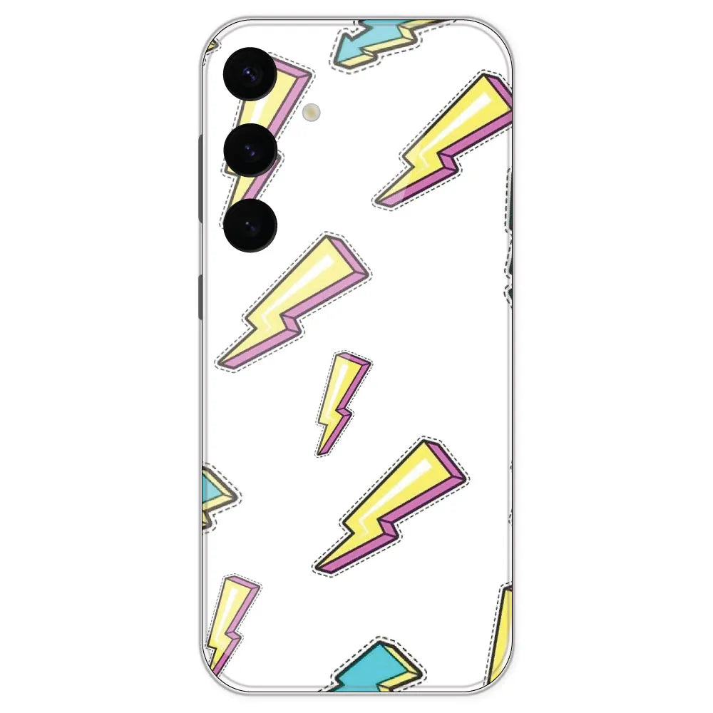 Lighting Bolts - Clear Printed Silicone Case For Samsung Galaxy S24 Plus