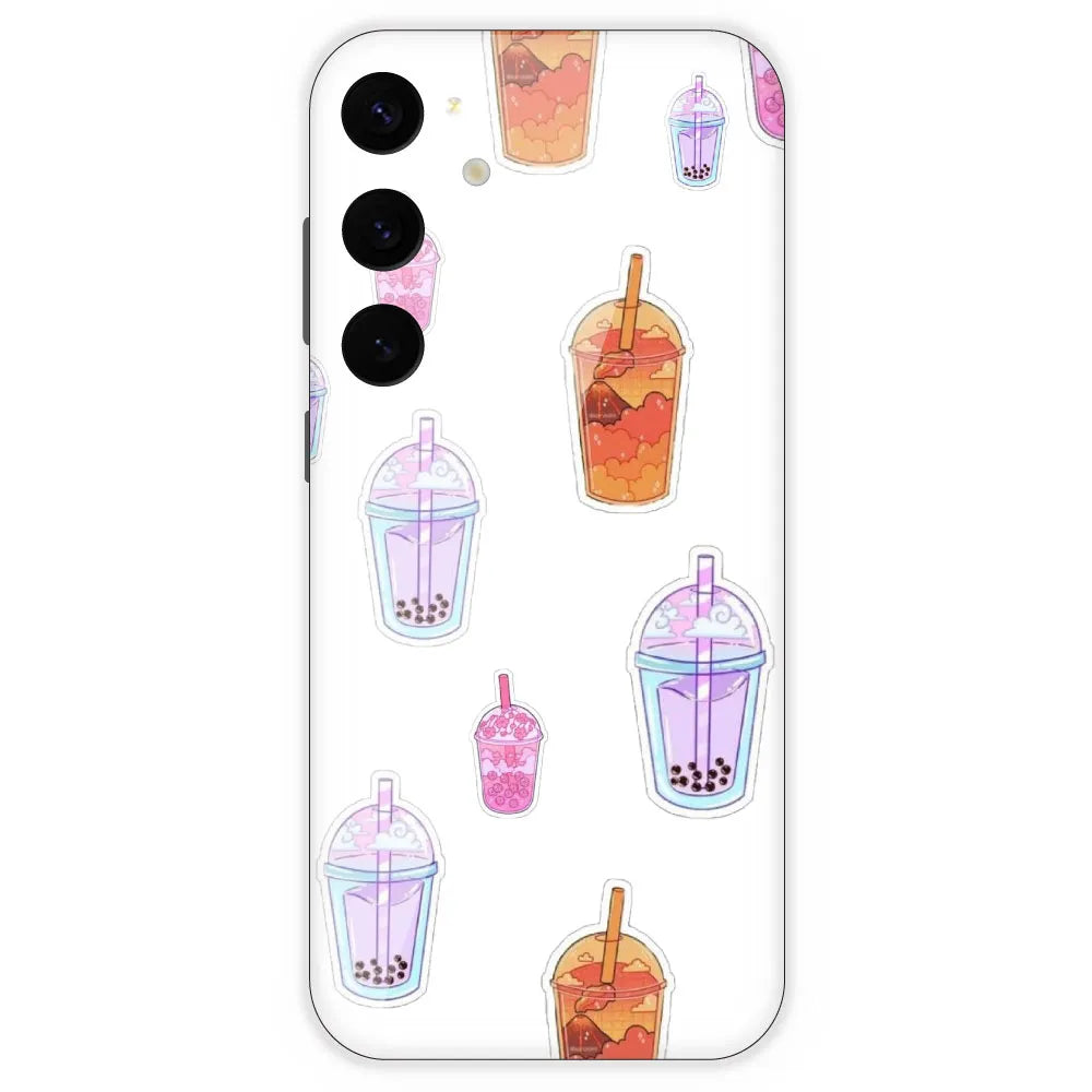 Bubble Tea - Clear Printed Silicone Case For Samsung Galaxy S24 Plus