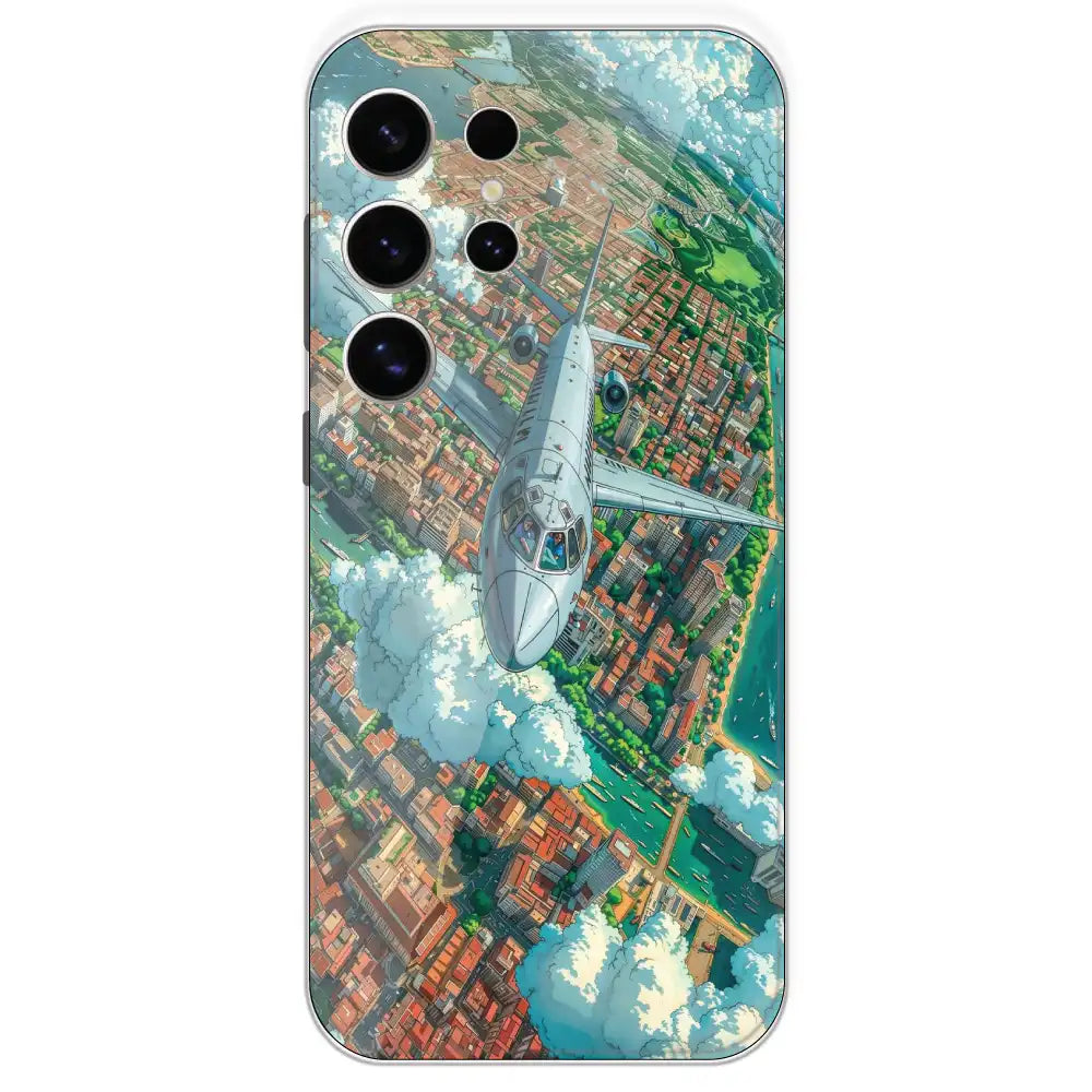 Flying Over City - Printed Silicone Case For Samsung Galaxy S24 Ultra