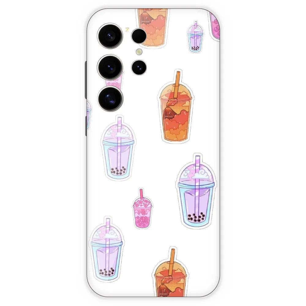 Bubble Tea - Clear Printed Silicone Case For Samsung Galaxy S24 Ultra