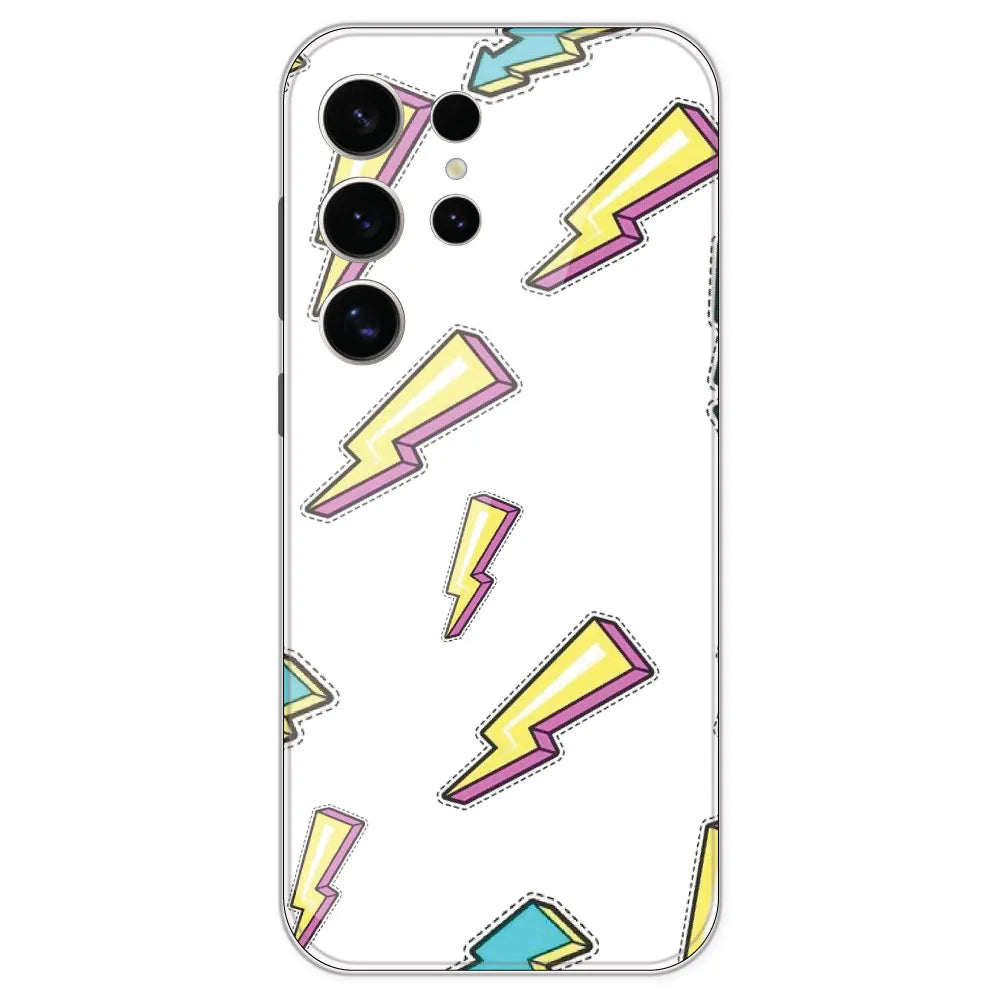 Lighting Bolts - Clear Printed Silicone Case For Samsung Galaxy S24 Ultra