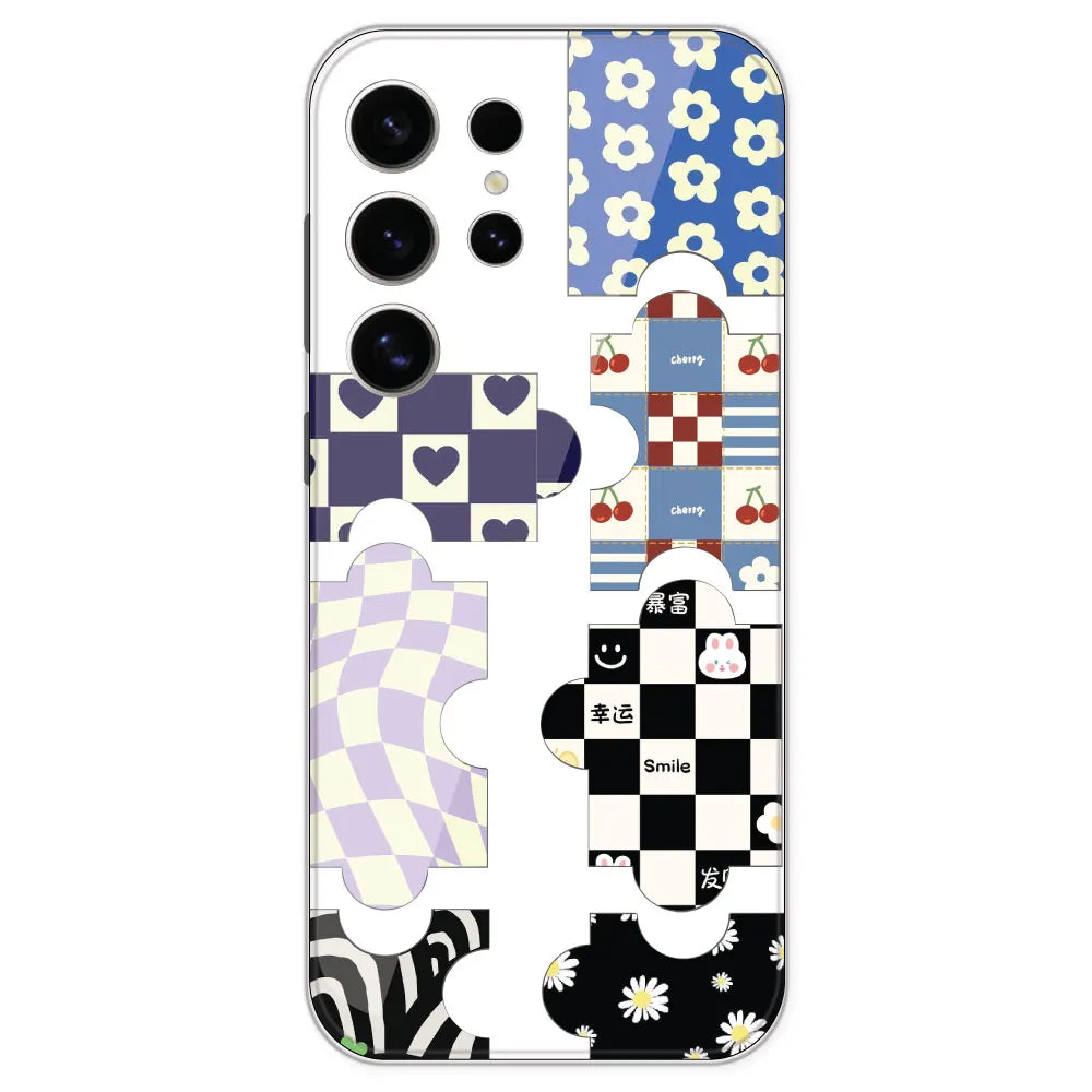 Aesthetic Puzzle - Clear Printed Silicone Case For Samsung Galaxy S24 Ultra
