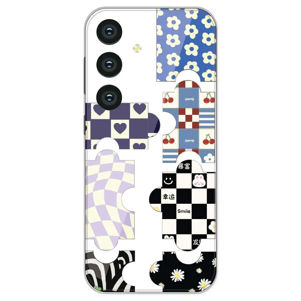 Aesthetic Puzzle - Clear Printed Silicone Case For Samsung Galaxy S24