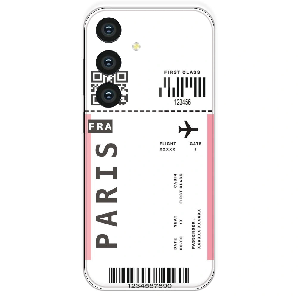 Paris Ticket - Clear Printed Silicone Case For Samsung Galaxy S24
