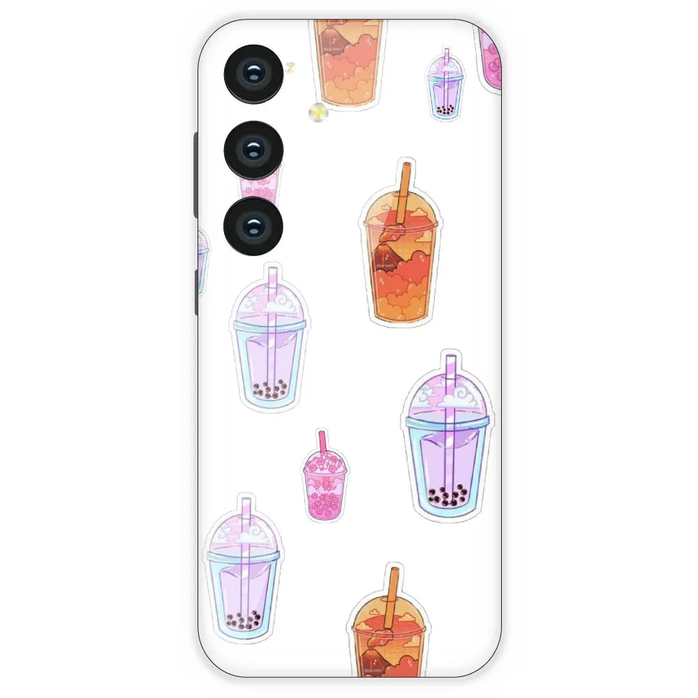 Bubble Tea - Clear Printed Silicone Case For Samsung Galaxy S24