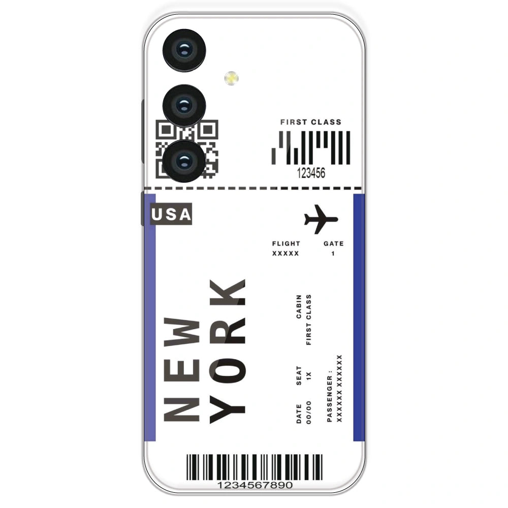 New York Ticket - Clear Printed Silicone Case For Samsung Galaxy S24