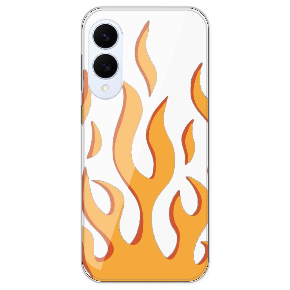 Orange Flames - Clear Printed Silicone Case For Samsung Galaxy S25 Edge