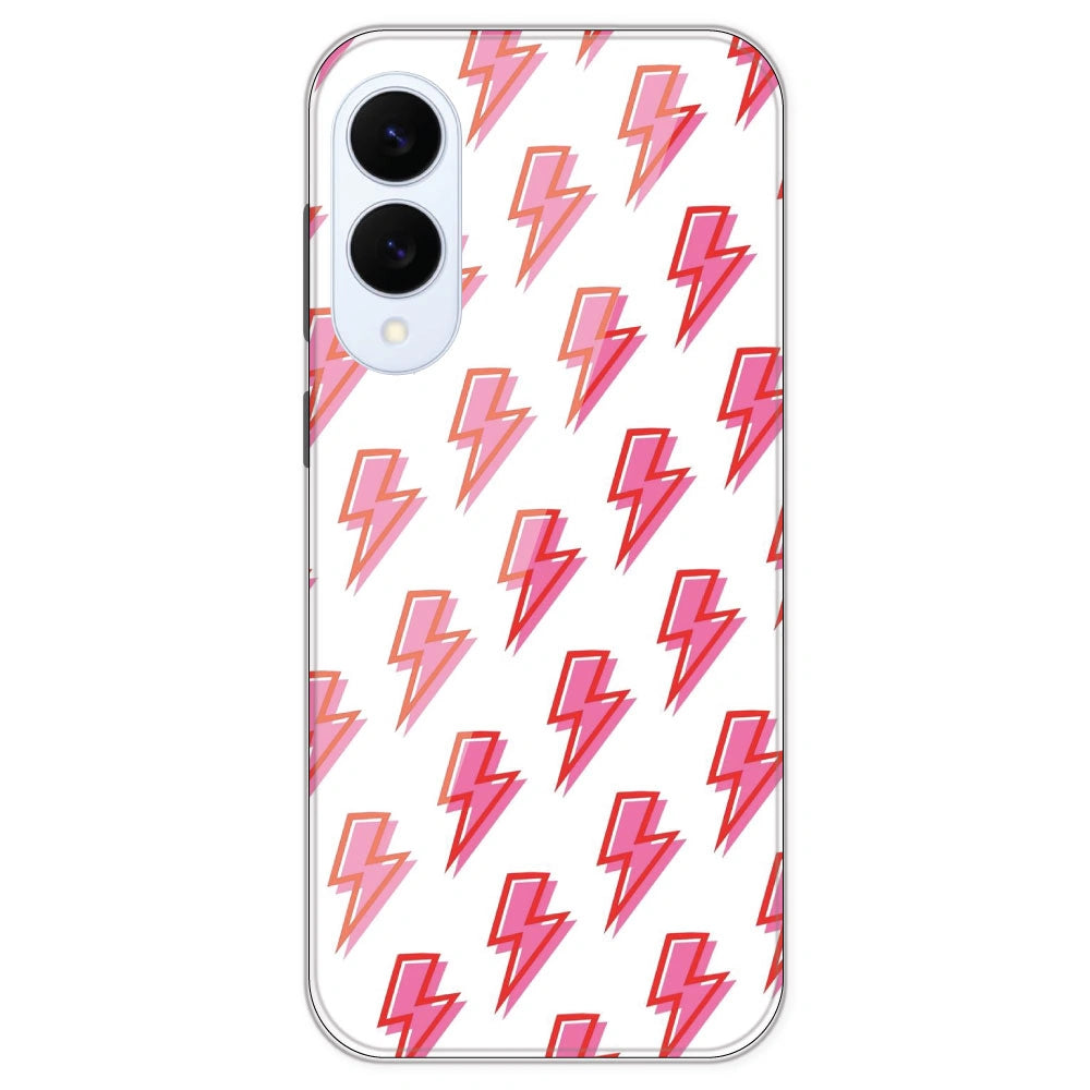 Pink Lightning Bolts - Clear Printed Silicone Case For Samsung Galaxy S25 Edge