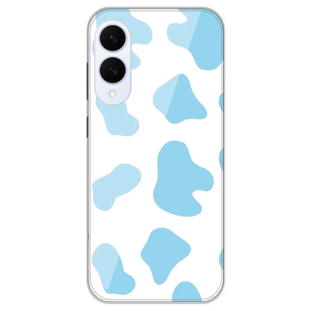 Blue Cow Print - Clear Printed Silicone Case For Samsung Galaxy S25 Edge