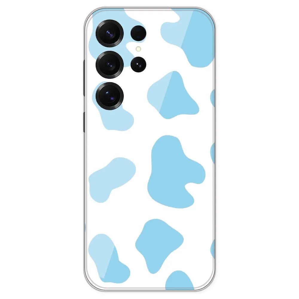 Blue Cow Print - Clear Printed Silicone Case For Samsung Galaxy S25 Ultra
