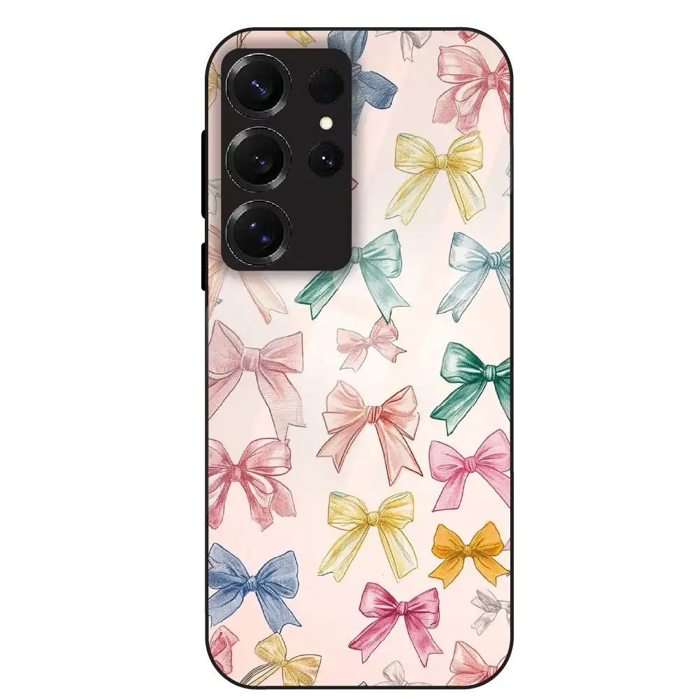 Pastel Bow Pattern - Glass Case For Samsung Galaxy S25 Ultra