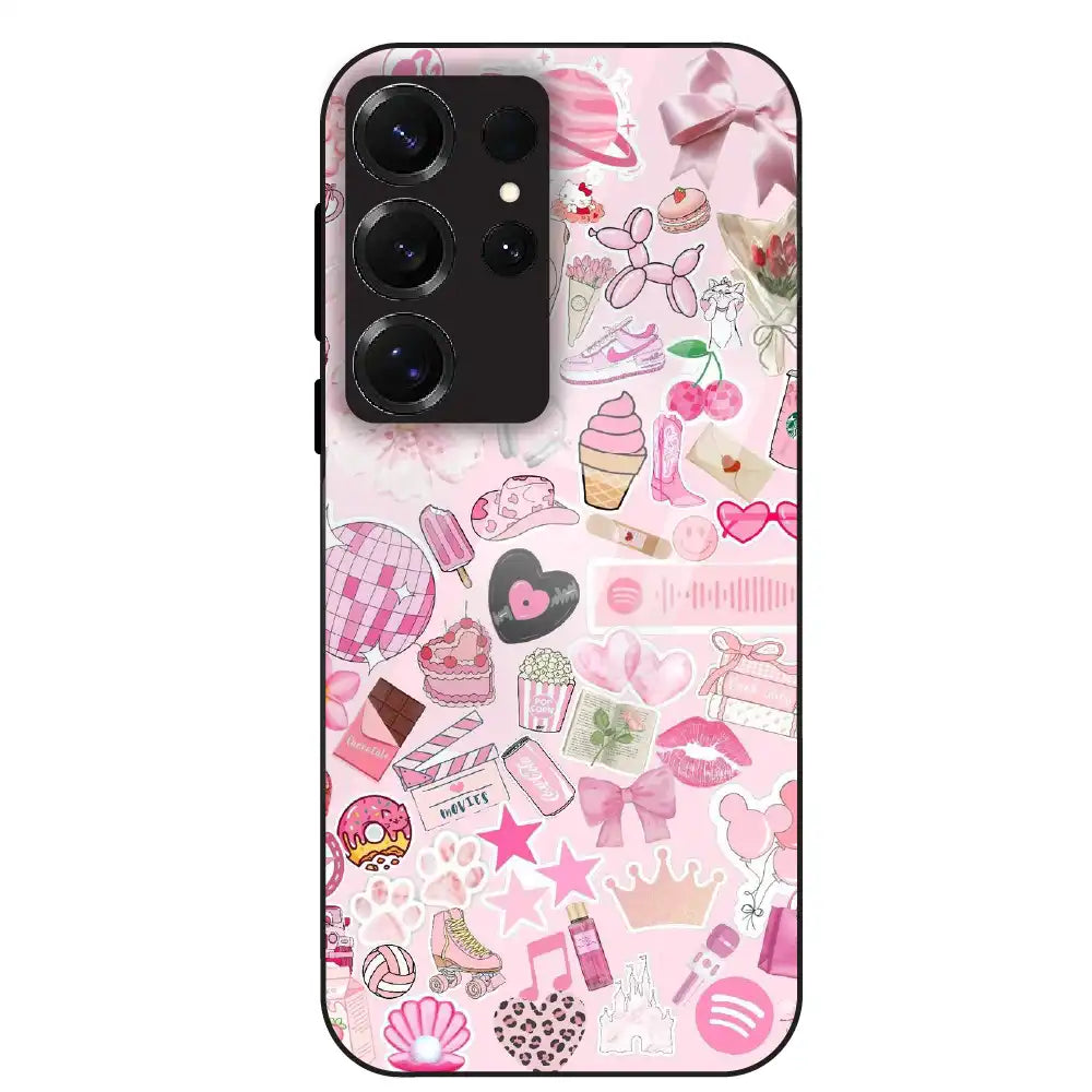 Pink Pop Aesthetic Collage - Glass Case For Samsung Galaxy S25 Ultra