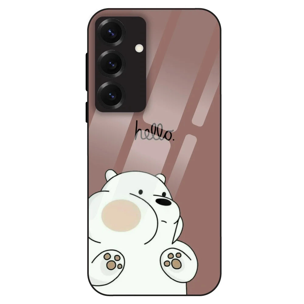 Cute Bear Minimal - Glass Case For Samsung Galaxy S25