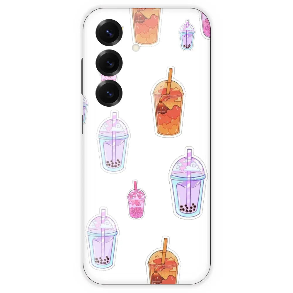 Bubble Tea - Clear Printed Silicone Case For Samsung Galaxy S25