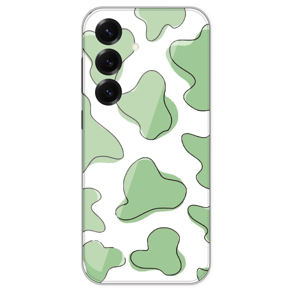 Green Cow Print - Clear Printed Silicone Case For Samsung Galaxy S25