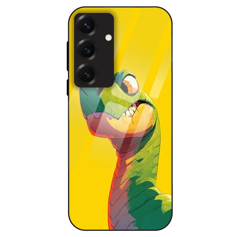 Cute Dino Popt - Glass Case For Samsung Galaxy S25