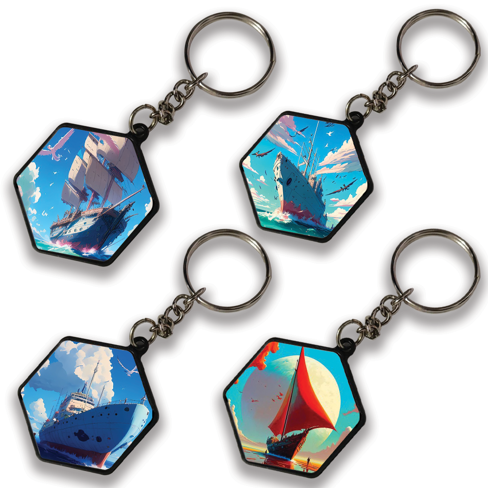 Ships - A Combo Of 4 Keychains hexagon
