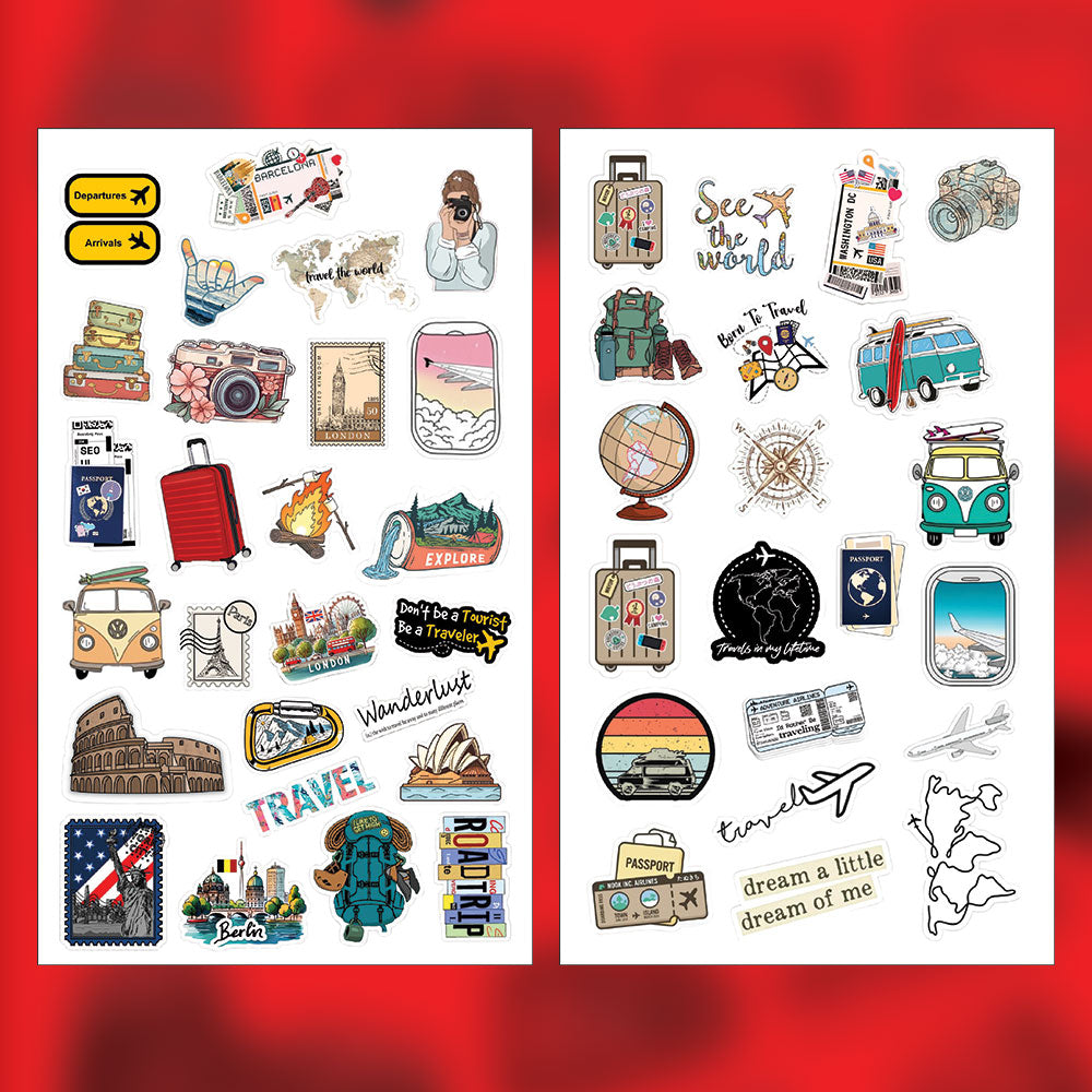 Travel Sticker Bundle – 42 Waterproof Aesthetic Stickers