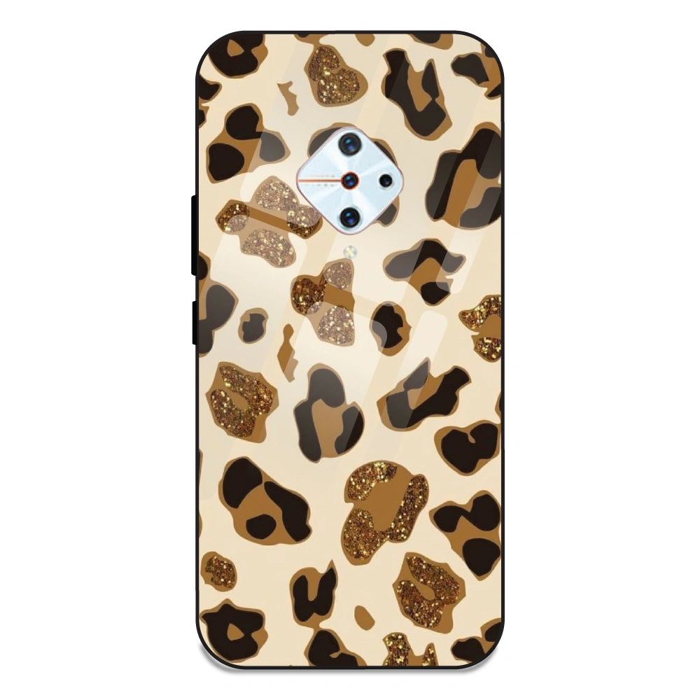 Leopard Glitter Print - Glass Case For Vivo S1 Pro