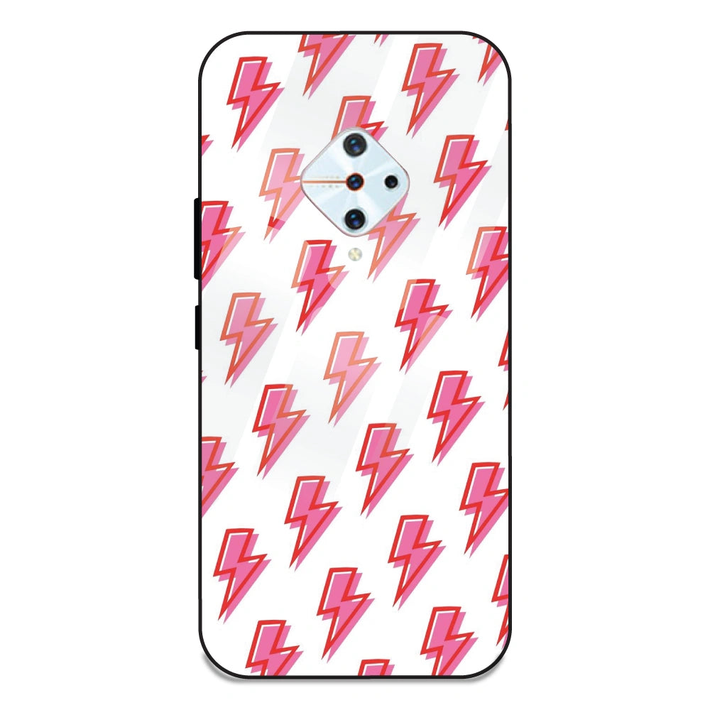 Pink Lightning Bolts - Glass Case For Vivo S1 Pro