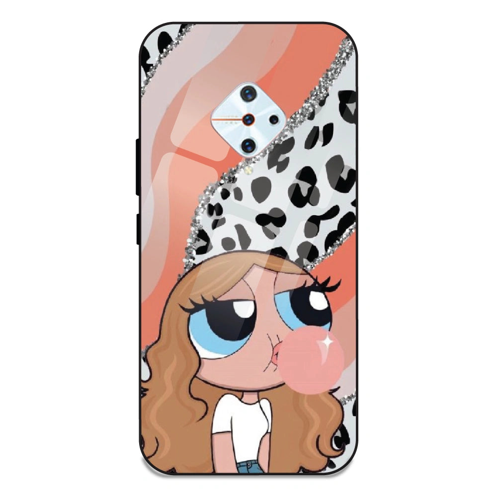 Peach Print Baddie Girl - Glass Case For Vivo S1 Pro