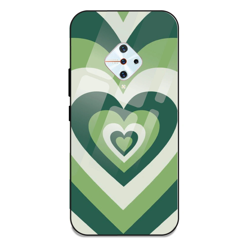 Green Hearts - Glass Case For Vivo S1 Pro