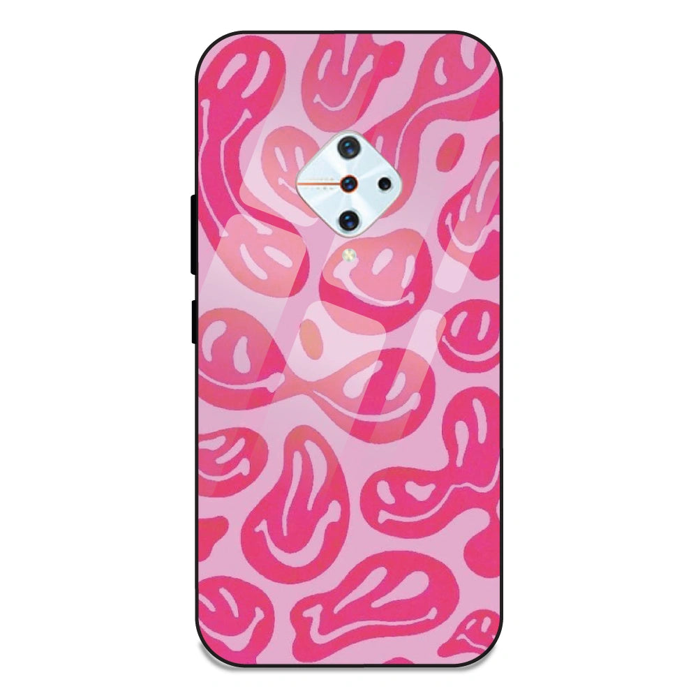 Pink Smilies - Glass Case For Vivo S1 Pro