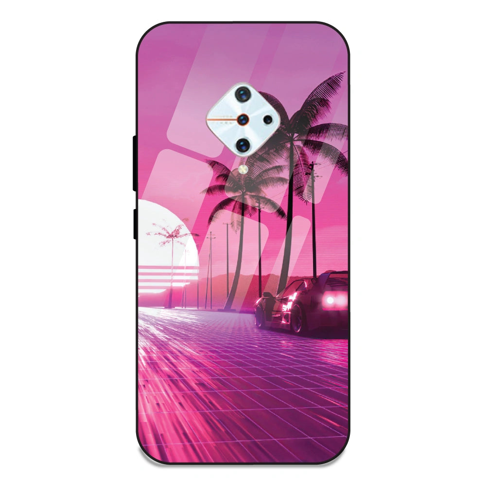 Retro Beach Synthwave - Glass Case For Vivo S1 Pro