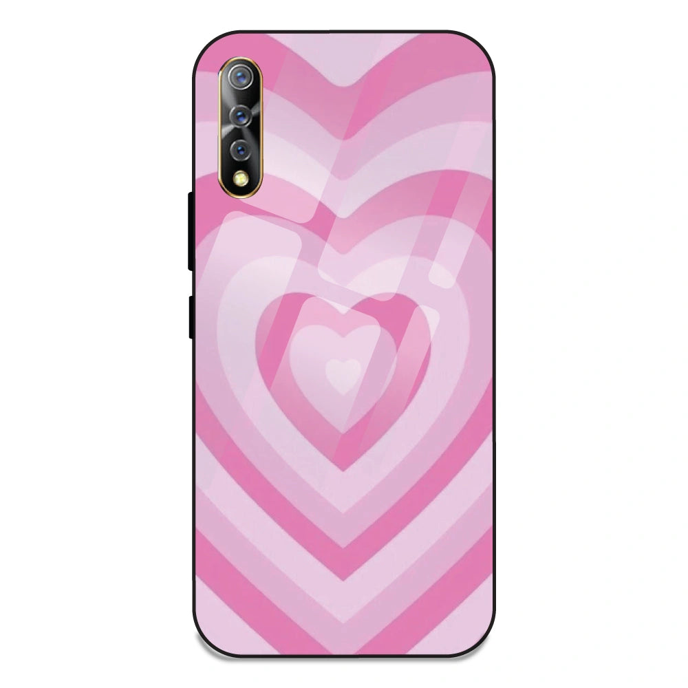 Pink Hearts - Glass Case For Vivo S1