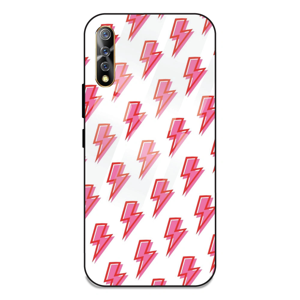 Pink Lightning Bolts - Glass Case For Vivo S1